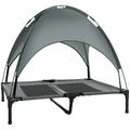 Lit pour chien chat sur pieds grand confort velum anti-UV tissu oxford micro-perforé + parasol + sac de transport inclus dim. 92L x 76l x 90H cm gris noir-0