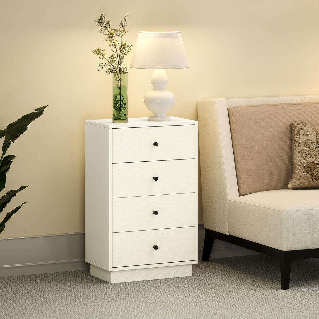 Commode 4 tiroirs moderne, meuble de rangement pour chambre à coucher, salon, entrée, 47 x 29 x 75 cm, crème-8