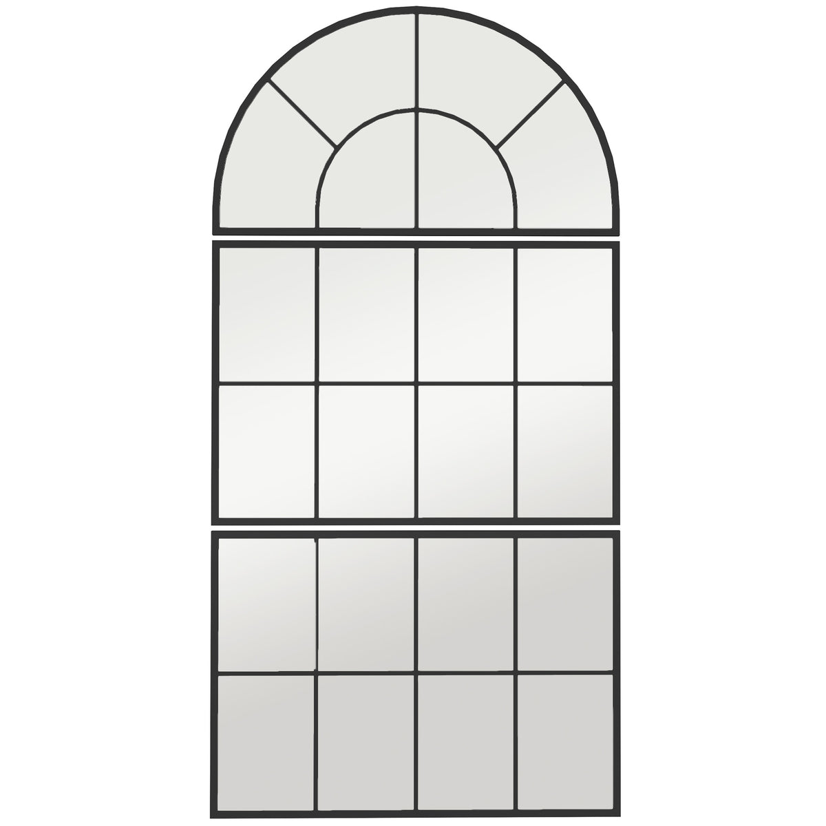 Miroir mural arqué miroir mural en forme de fenêtre ensemble de 3 pièces cadre en métal 76 x 43 cm noir-0