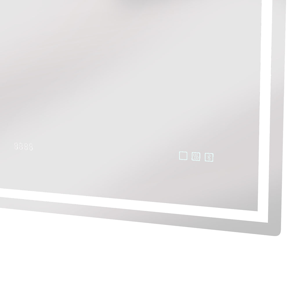 Miroir salle de bain LED bluetooth 140 x 80 cm interrupteur tactile lumière réglable 3 couleurs anti-buée mémoire argent-6