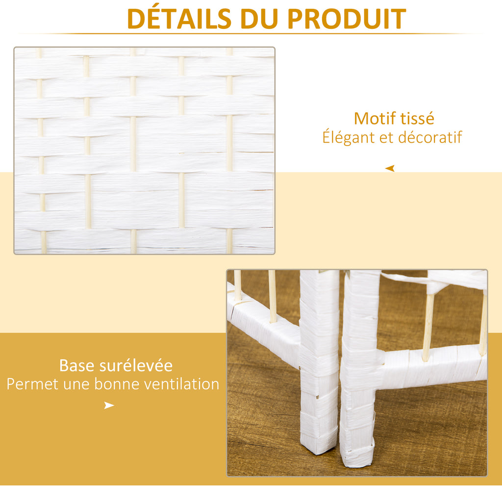 Paravent intérieur en bois séparateur de pièce cloison pliable 4 panneaux 160 x 170 cm blanc-5