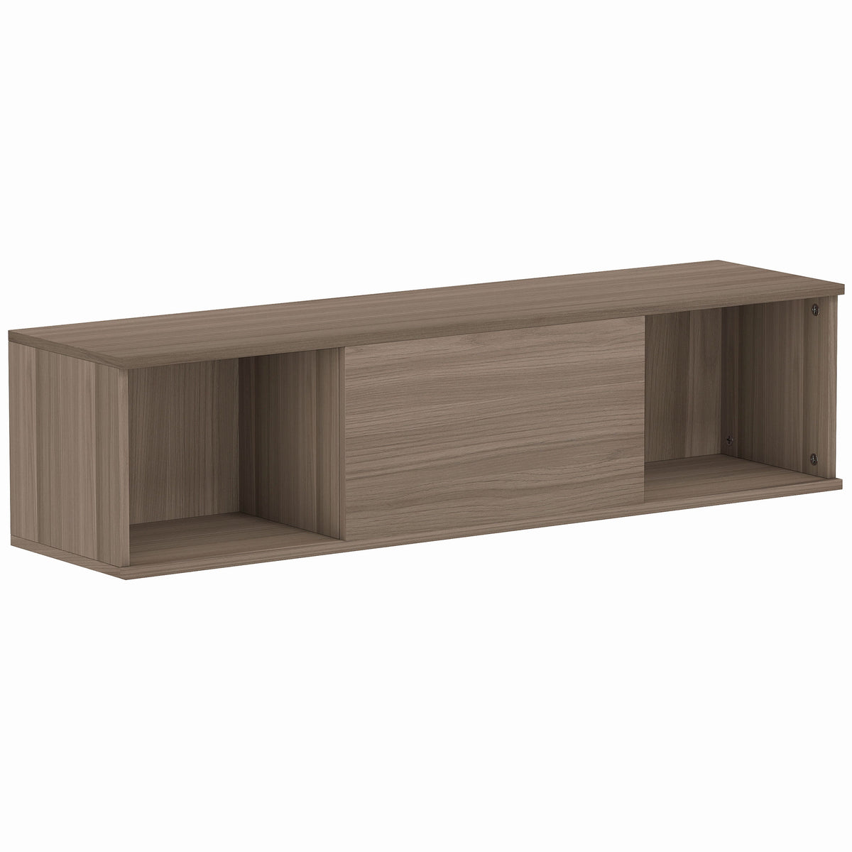 Meuble TV suspendu, Armoire murale avec 2 compartiments ouverts et porte rabattable, 120 x 30 x 29,5 cm, marron-0