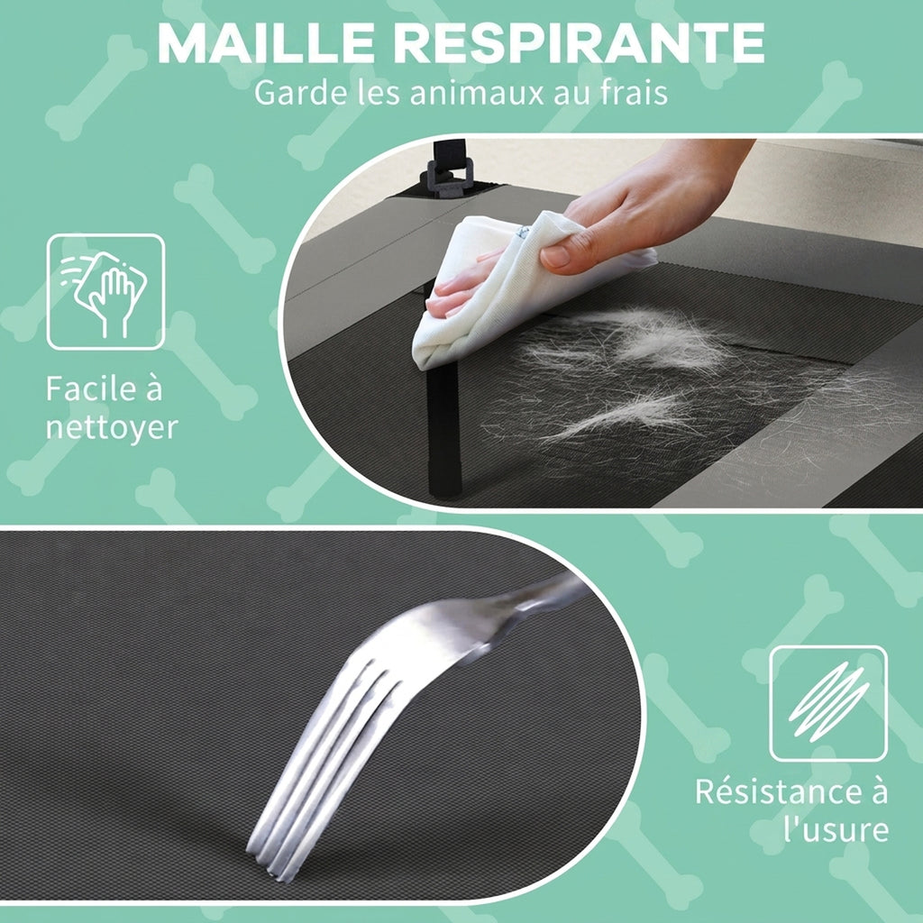 Lit pour chien chat sur pieds grand confort velum anti-UV oxford sac de transport inclus 91 x 76 x 85 cm gris-5