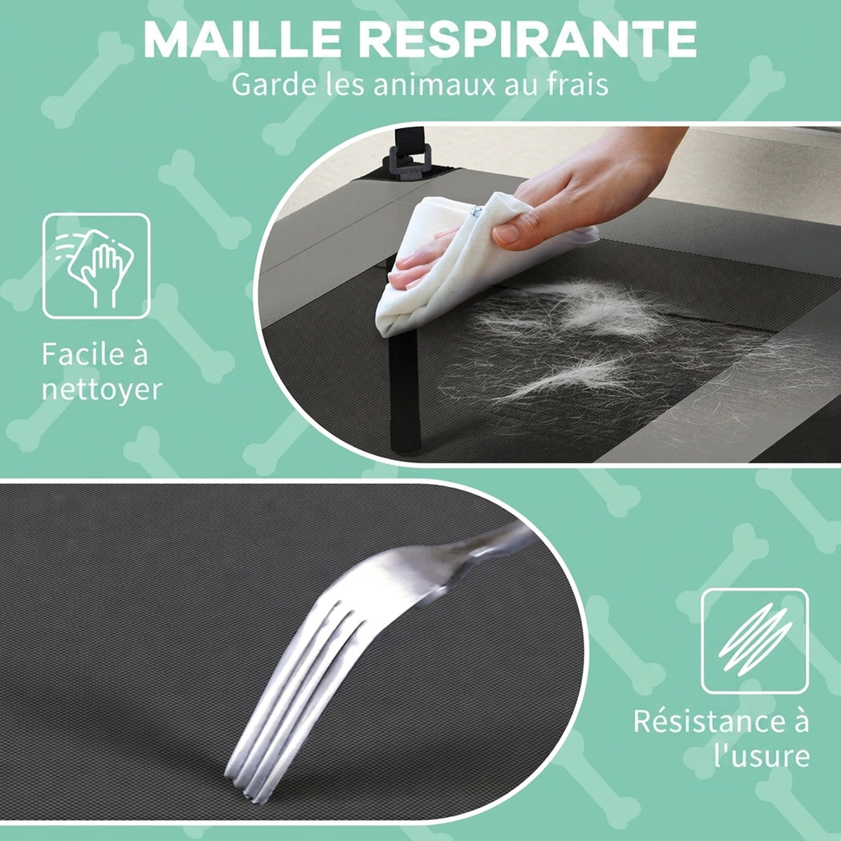 Lit pour chien chat sur pieds grand confort velum anti-UV oxford sac de transport inclus 91 x 76 x 85 cm gris-5