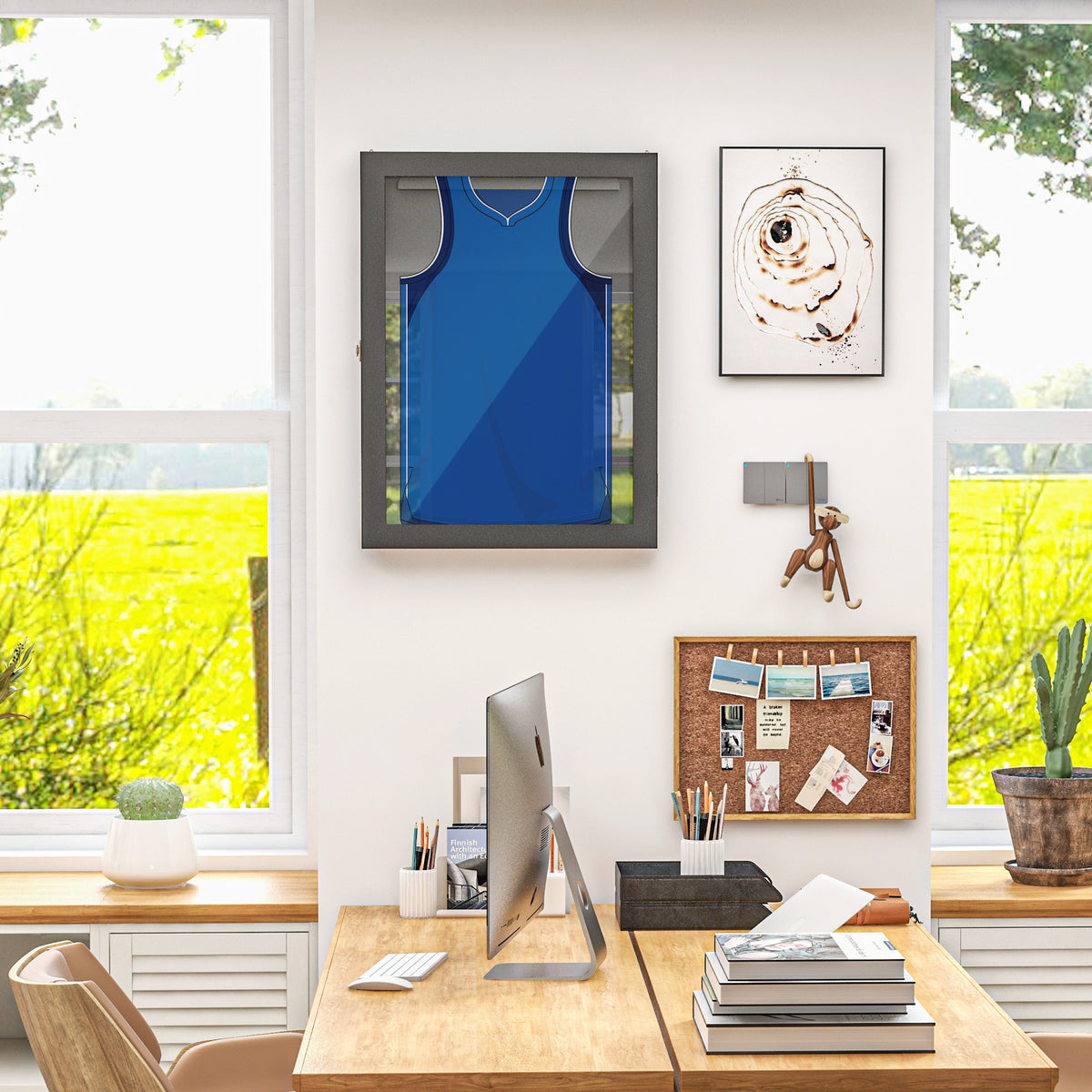 Frame box T-frame cadre pour maillot porte acrylique doublure interne feutre 60 x 6,5 x 80 cm noir-1