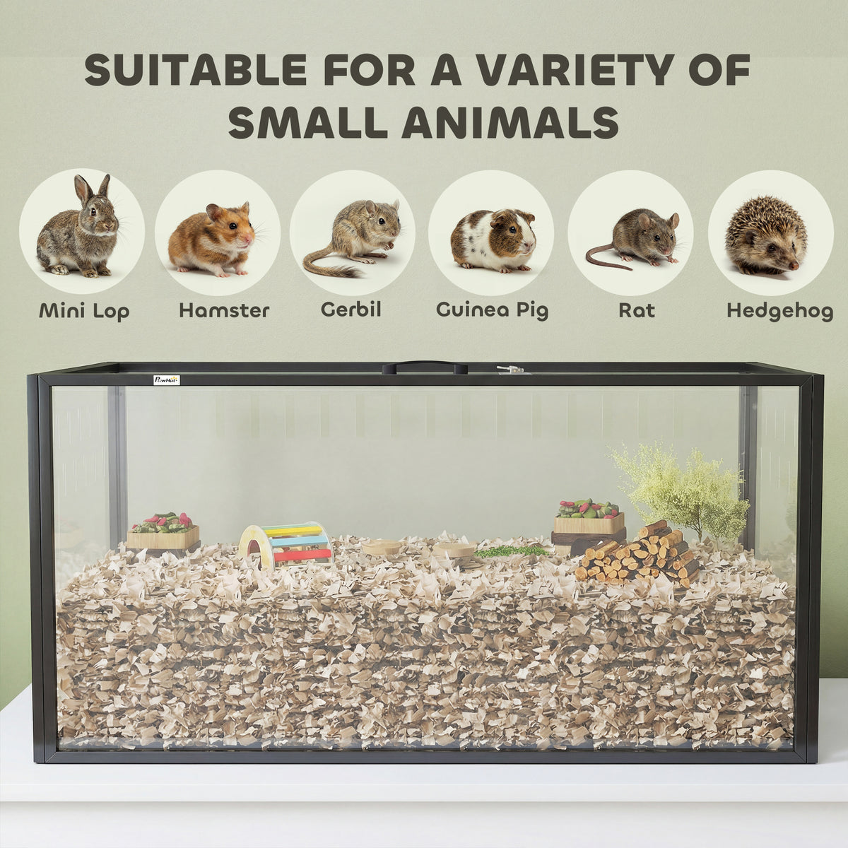 Cage pour Hamster Habitat Rongeurs Transparent de Vue Panoramique 360° Anti-Mordillage 105x51x51cm Noir-8