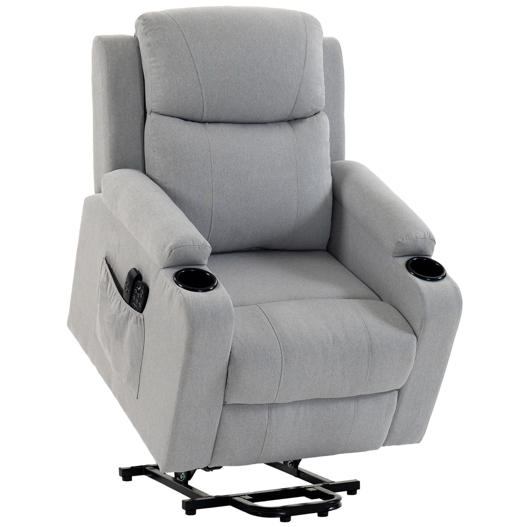 Fauteuil Releveur Électrique Massage Vibration et Chaleur, Fauteuil Relax Électrique, Dossier Inclinable, Port USB, Gris-0