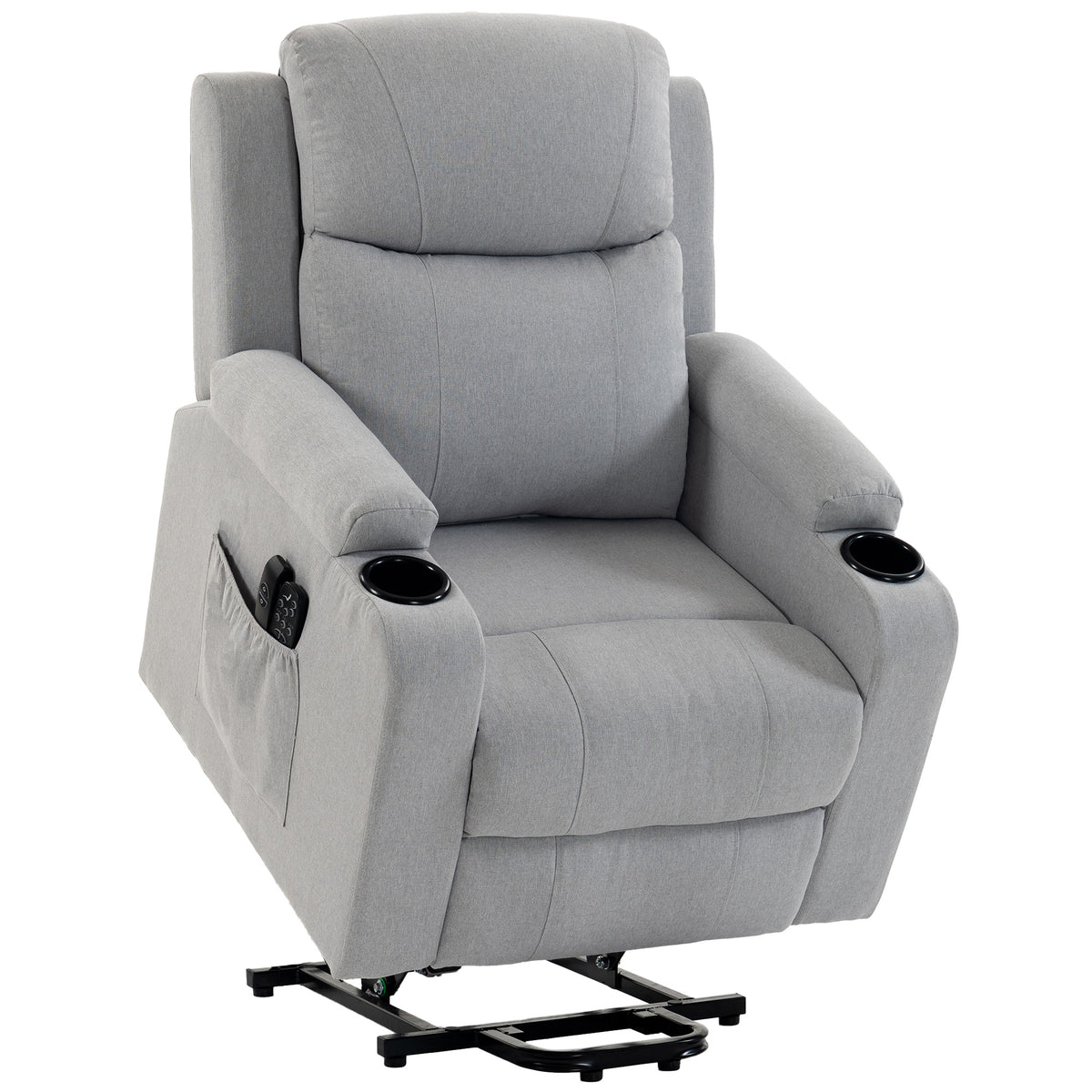 Fauteuil Releveur Électrique Massage Vibration et Chaleur, Fauteuil Relax Électrique, Dossier Inclinable, Port USB, Gris-0