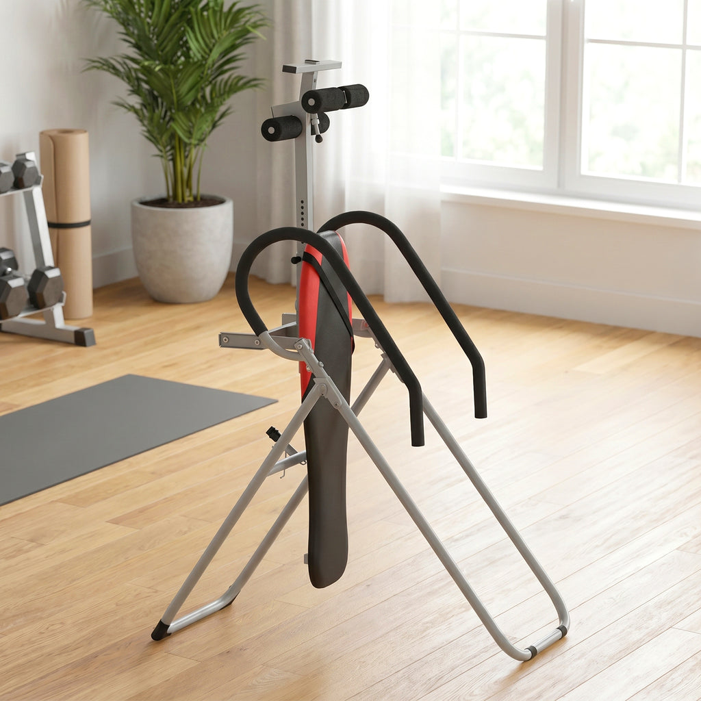 Table d'Inversion Pliable en Acier, Inversion 0-90°, Verrou de Cheville Réglable, 122x59x130cm, Rouge-1