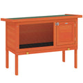 Clapier Lapin Extérieur en Bois, Toit Ouvrable en Asphalt et Plateau Coulissant, Design Surélevé, 90x45x65cm, Orange-0