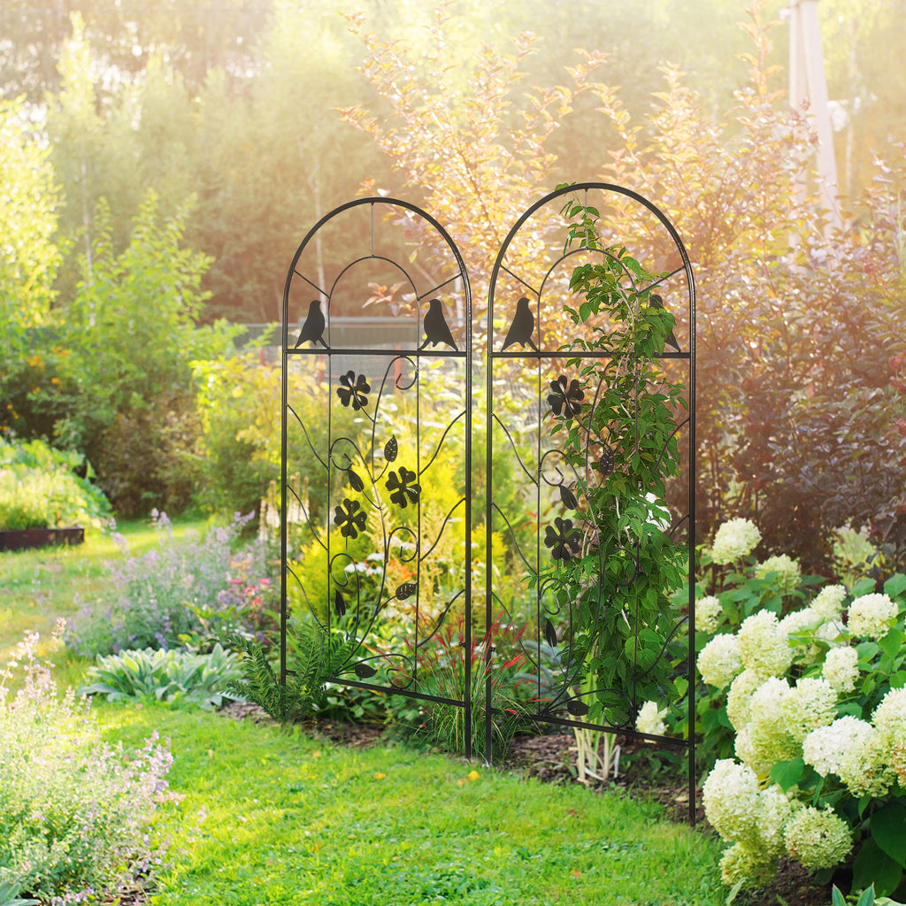 Treillis de jardin lot de 2 support pour plantes grimpantes en métal - 38 x 98 cm noir-9