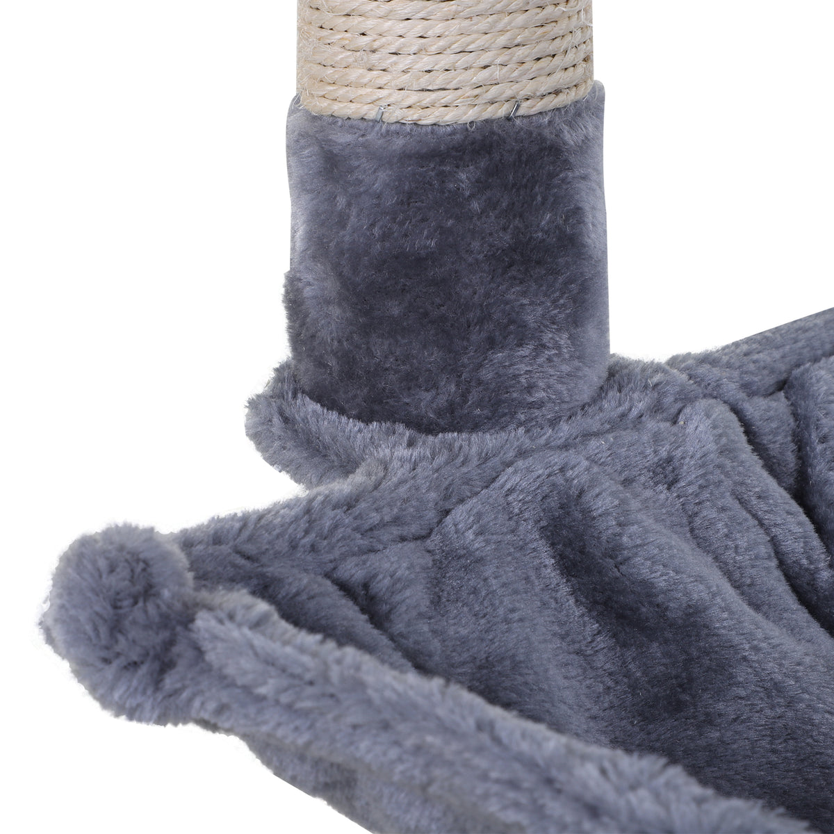 Arbre à chat 3 griffoirs grattoirs sisal naturel plateforme hamac et boule suspendue dim. 50L x 36l x 70H cm peluche courte gris-8
