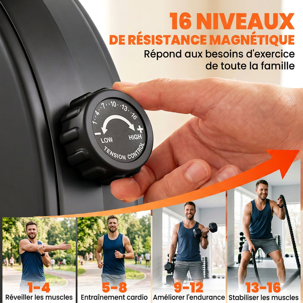 Rameur Musculation d'Appartement Pliable 16 Niveaux, App, Écran LCD, Support de Tablette, 180x50x75cm, Noir-3
