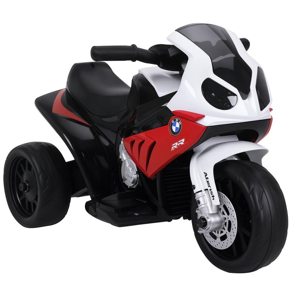 Moto électrique enfants, 3 roues sous licence BMW S1000 RR, 6V et 2,5 Km/h, voiture électrique enfants avec effets lumineux et sonores, moto enfant, charge max. 20 kg, rouge-0