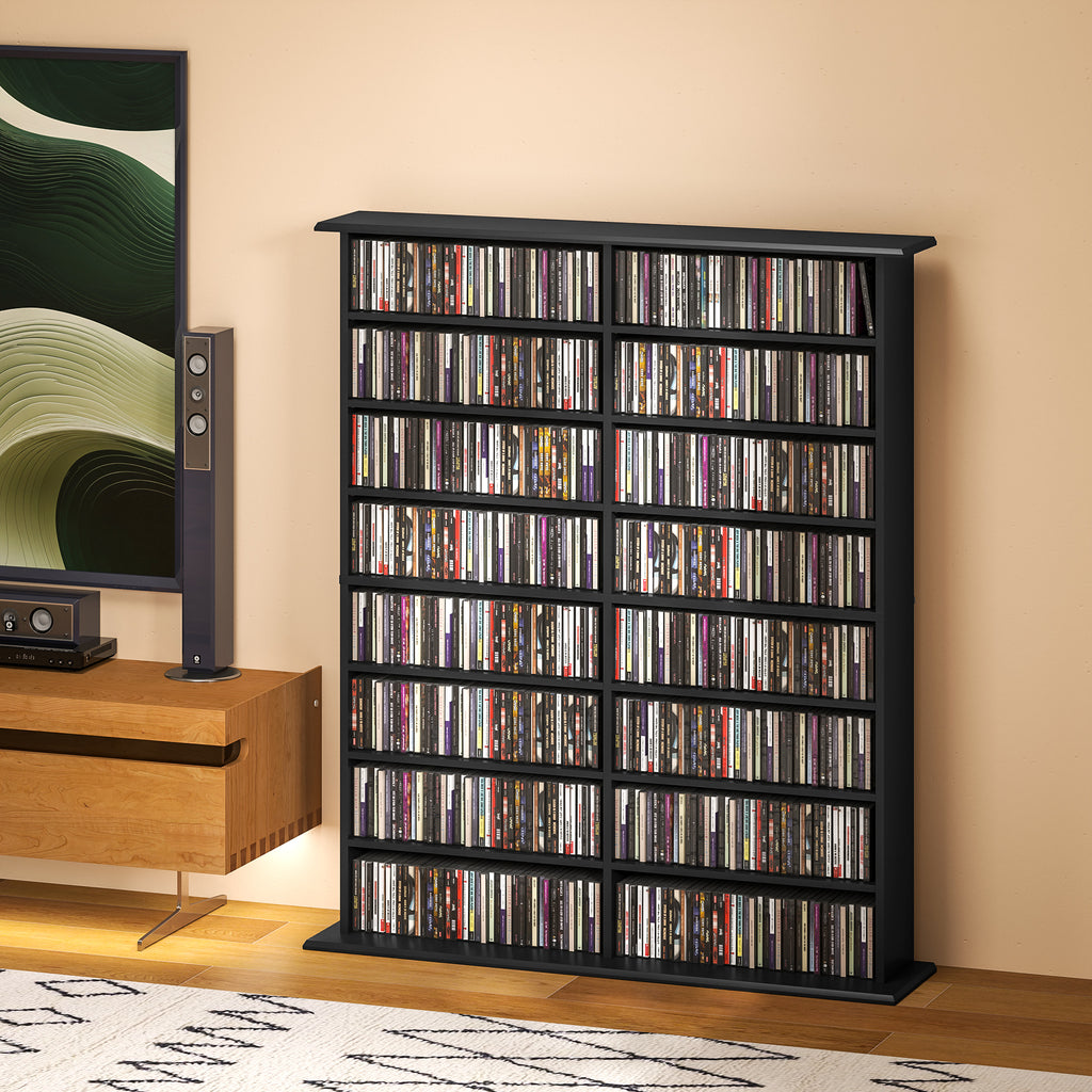 Rangements pour CD et DVD avec 16 compartiments et 12 étagères réglables capacité max. 720 CD/396 DVD et Blu-ray noir-9