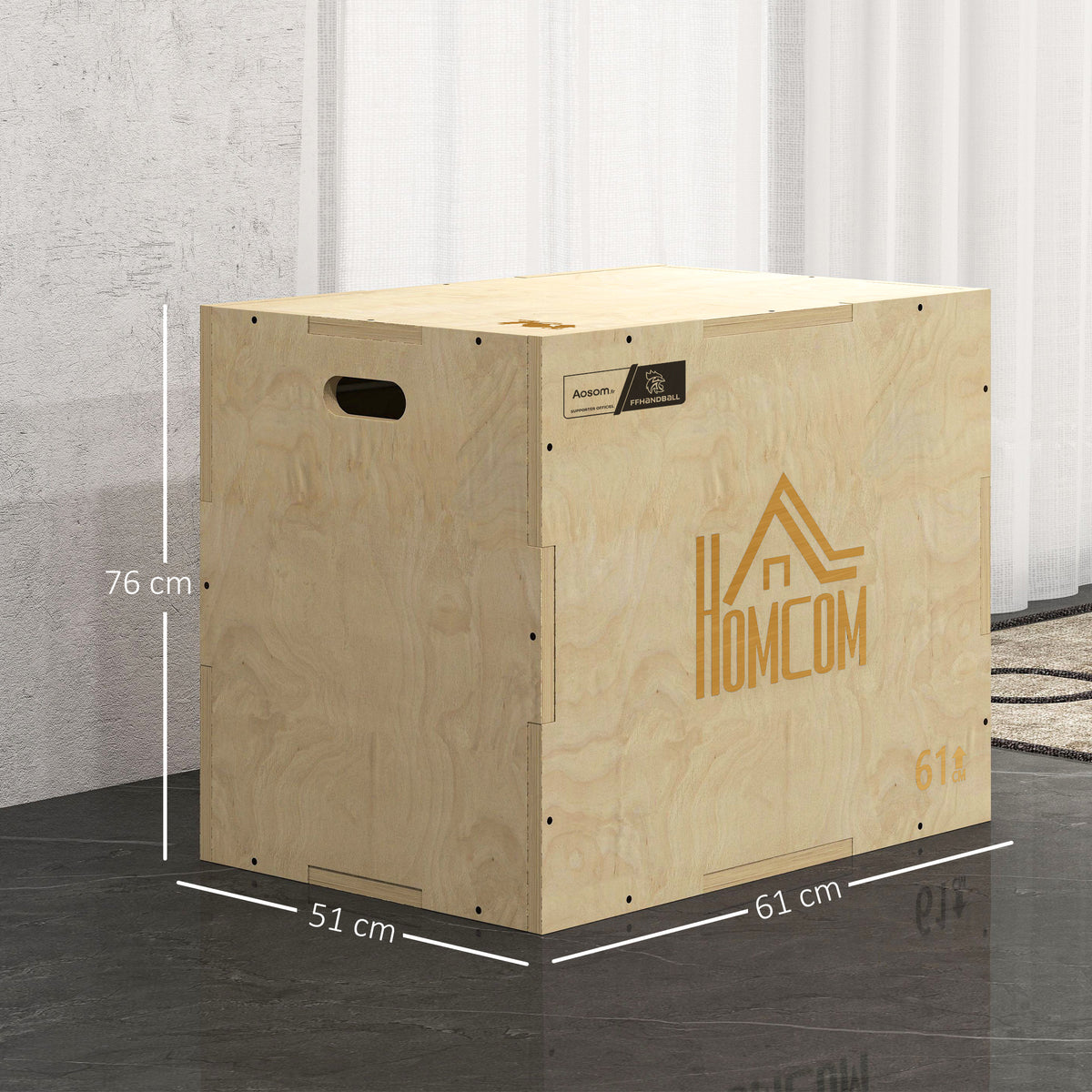 Box jump pliométrie 3 en 1 - saut musculation fitness 61x51x76cm bois-2