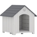 Niche pour chien extérieur, maison chien en polypropylène imperméable ventilé plancher surélevé 76x66x77cm gris clair-0