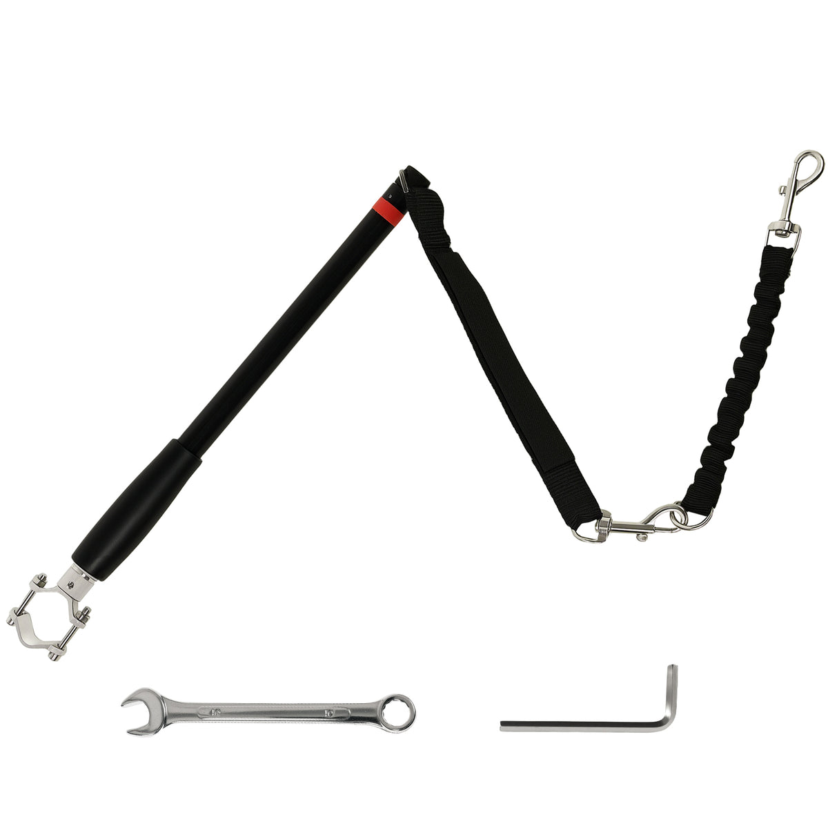 Laisse pour chien pour vélo 124 cm, laisse d'exercice chien, facile à installer et amovible, acier et polyester, noir-0