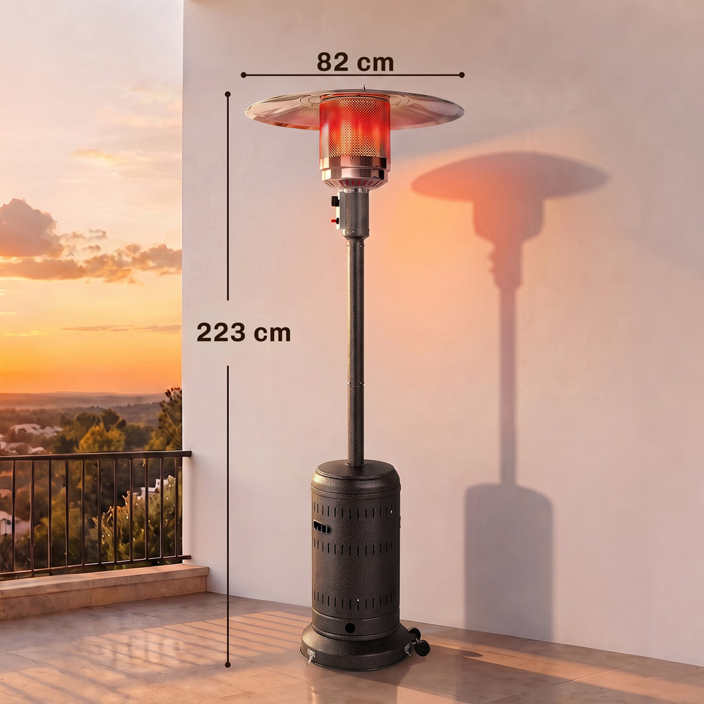 Chauffage Extérieur Terrasse Portable 13 kW, Niveaux de Chauffe Réglables, Anti-Basculement, 82x82x223cm, Marron Foncé-2