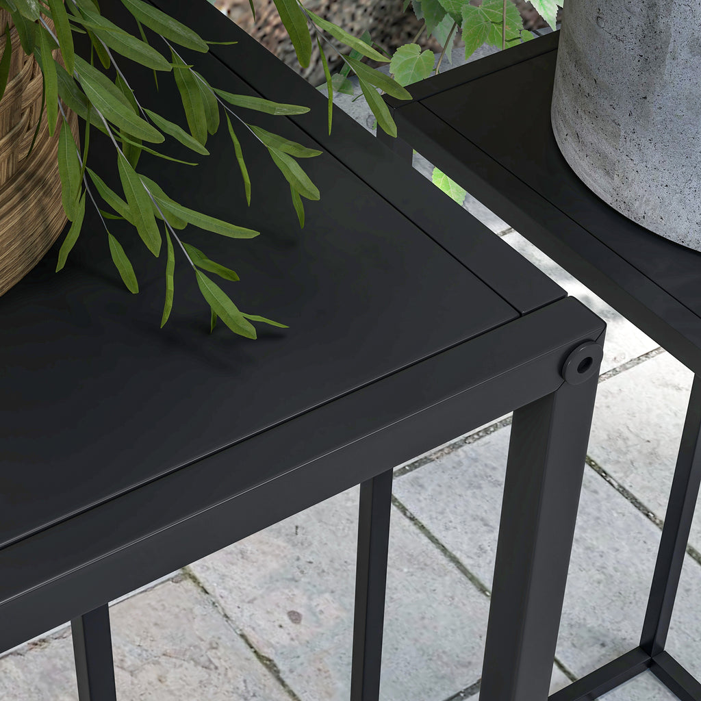 Lot de 2 supports pot de fleurs encastrables 2 hauteurs différentes 58,5 et 65 cm - acier noir-7