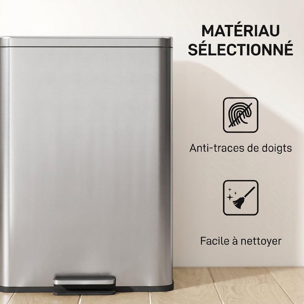 Poubelle de Cuisine 20 L en Acier Inoxydable, Poubelle avec Pédale, Couvercle à Fermeture Douce, Argenté-5