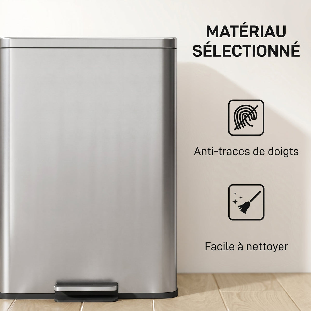 Poubelle de Cuisine 20 L en Acier Inoxydable, Poubelle avec Pédale, Couvercle à Fermeture Douce, Argenté-5
