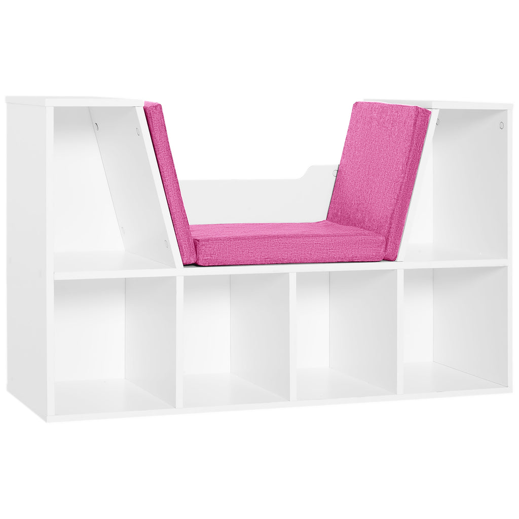 Bibliothèque banc 2 en 1 avec coussins de siège, étagère cube 6 compartiments ouverts et 2 niveaux, meuble de-0