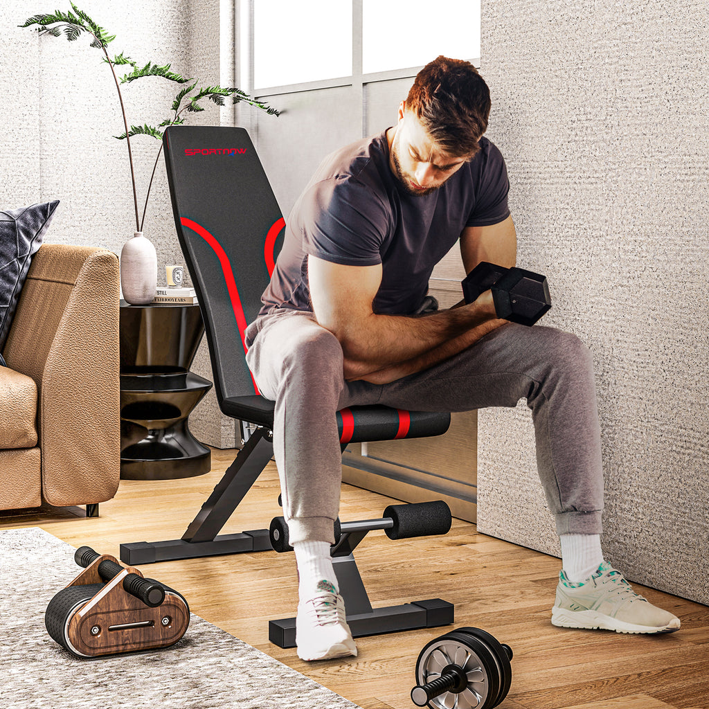 Banc de musculation pliable inclinable, banc réglable pour l'entraînement complet  82 x 35 x 42,5-107 cm acier noir-9