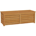Coffre de rangement extérieur jardin 176L en bois avec poignée, dim. 130L x 50l x 45H cm-0