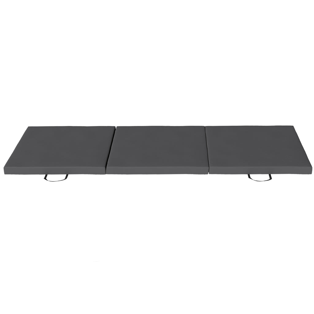 Tapis de gymnastique yoga pilates fitness pliable en 3 panneaux avec poignées revêtement synthétique 180 x 60 x 5cm gris-0