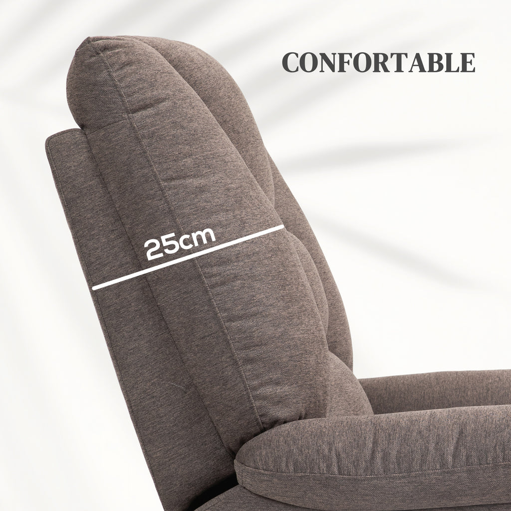 Fauteuil releveur électrique inclinable avec repose-pied et télécommande, tissu polyester aspect lin marron-8