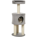 Arbre à chat griffoirs grattoirs sisal naturel arbre à grimper niche plate-forme en peluche hauteur 103 cm gris-0