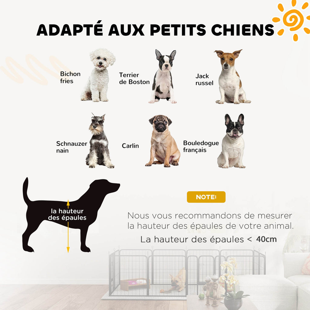 Parc pour chien enclos chien 12 panneaux modulable et pliable acier 2 portes pour chiot intérieur extérieur 60H cm noir-6