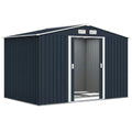 Abri de jardin 5,4 m² 2,77 x 1,95 x 1,92 m kit de fondation porte coulissante ventilations acier galvanisé, gris foncé-0