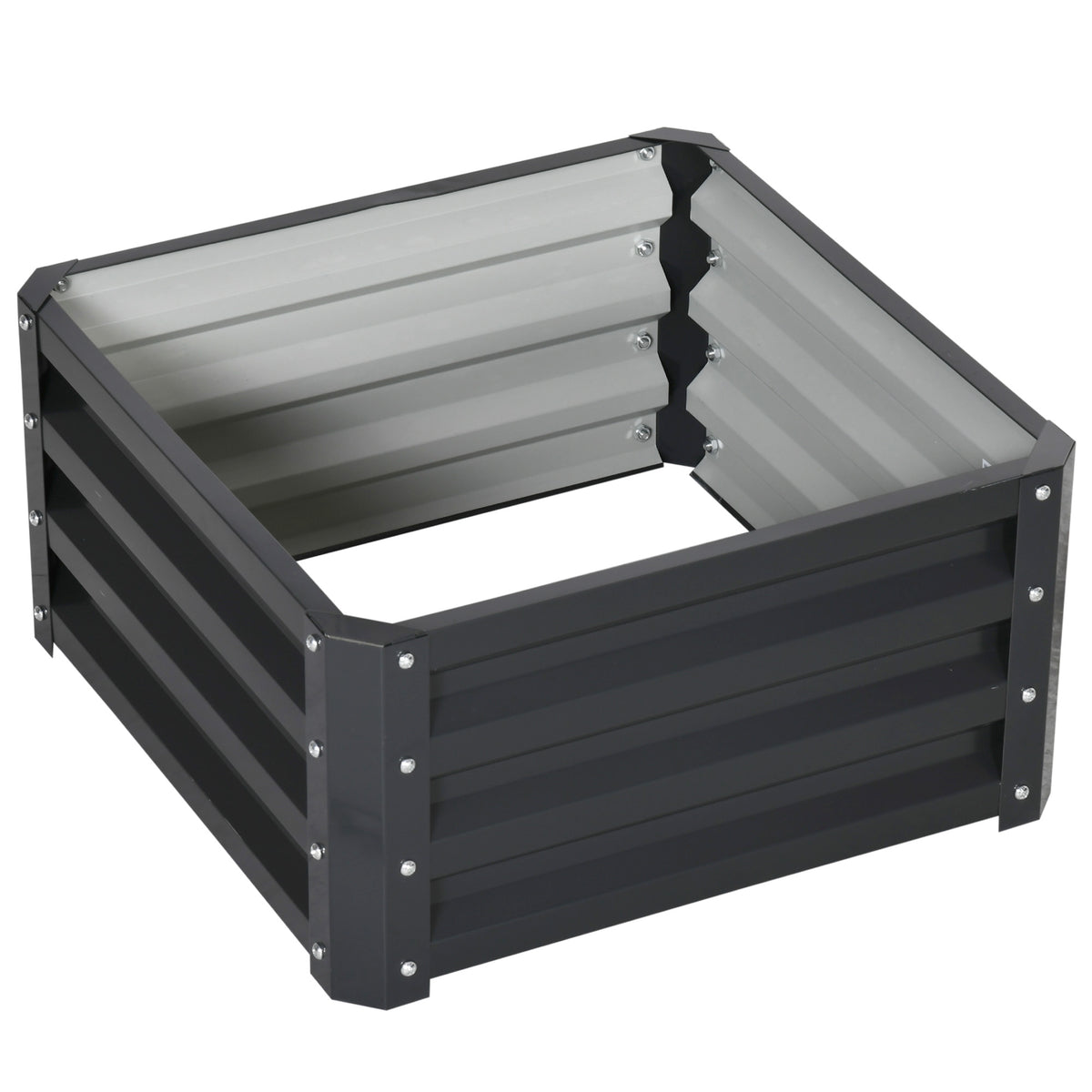 Lot de 2 jardinières surélevées, carre potager de jardin pour légumes, fleurs, acier galvanisé 60 x 60 x 30,5 cm, gris-8