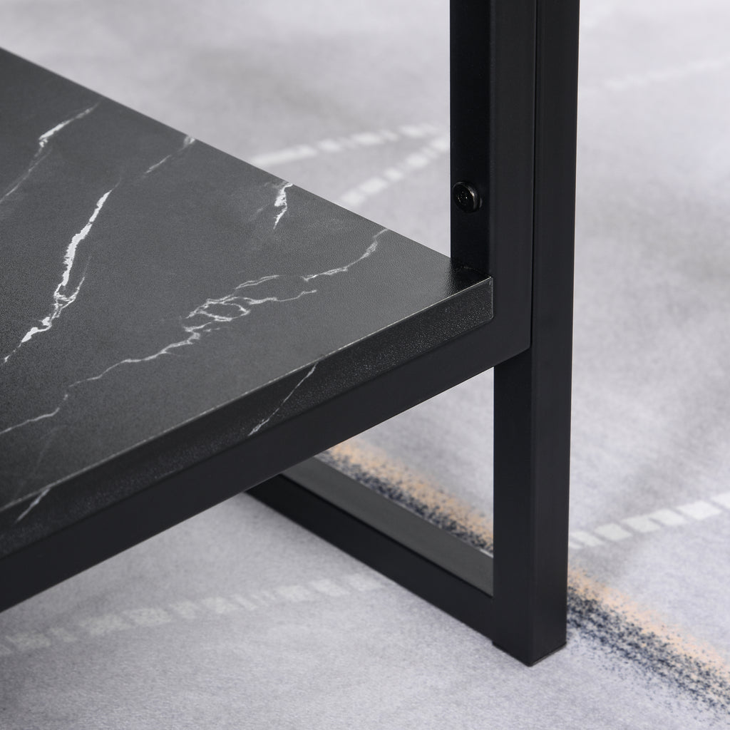 Table Basse Style Moderne avec 2 Étagères 106 x 50 x 47 cm Noir-8