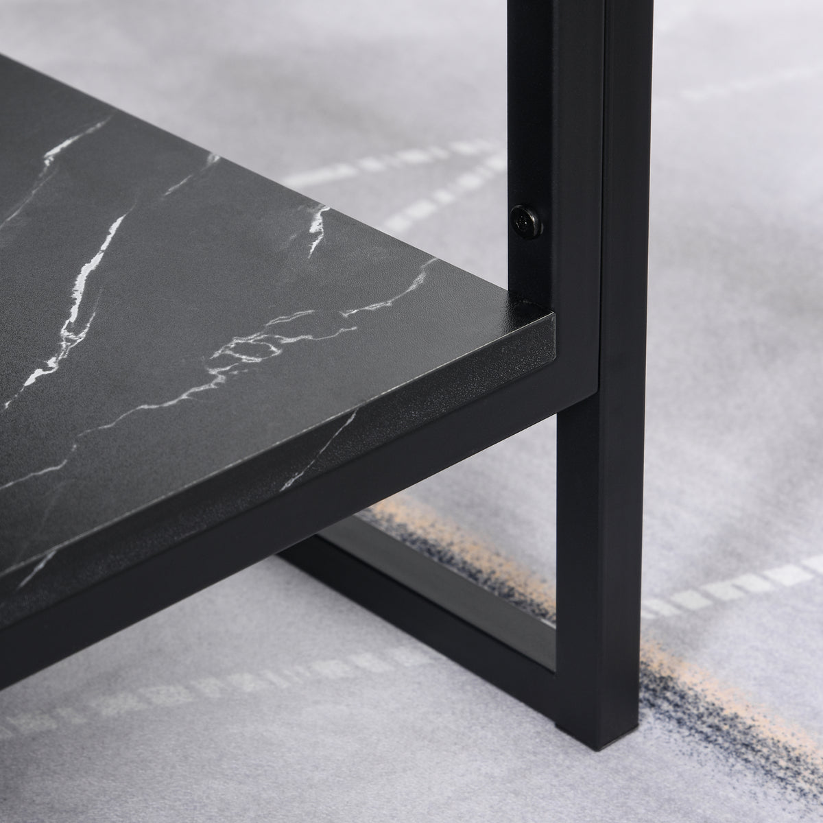 Table Basse Style Moderne avec 2 Étagères 106 x 50 x 47 cm Noir-8