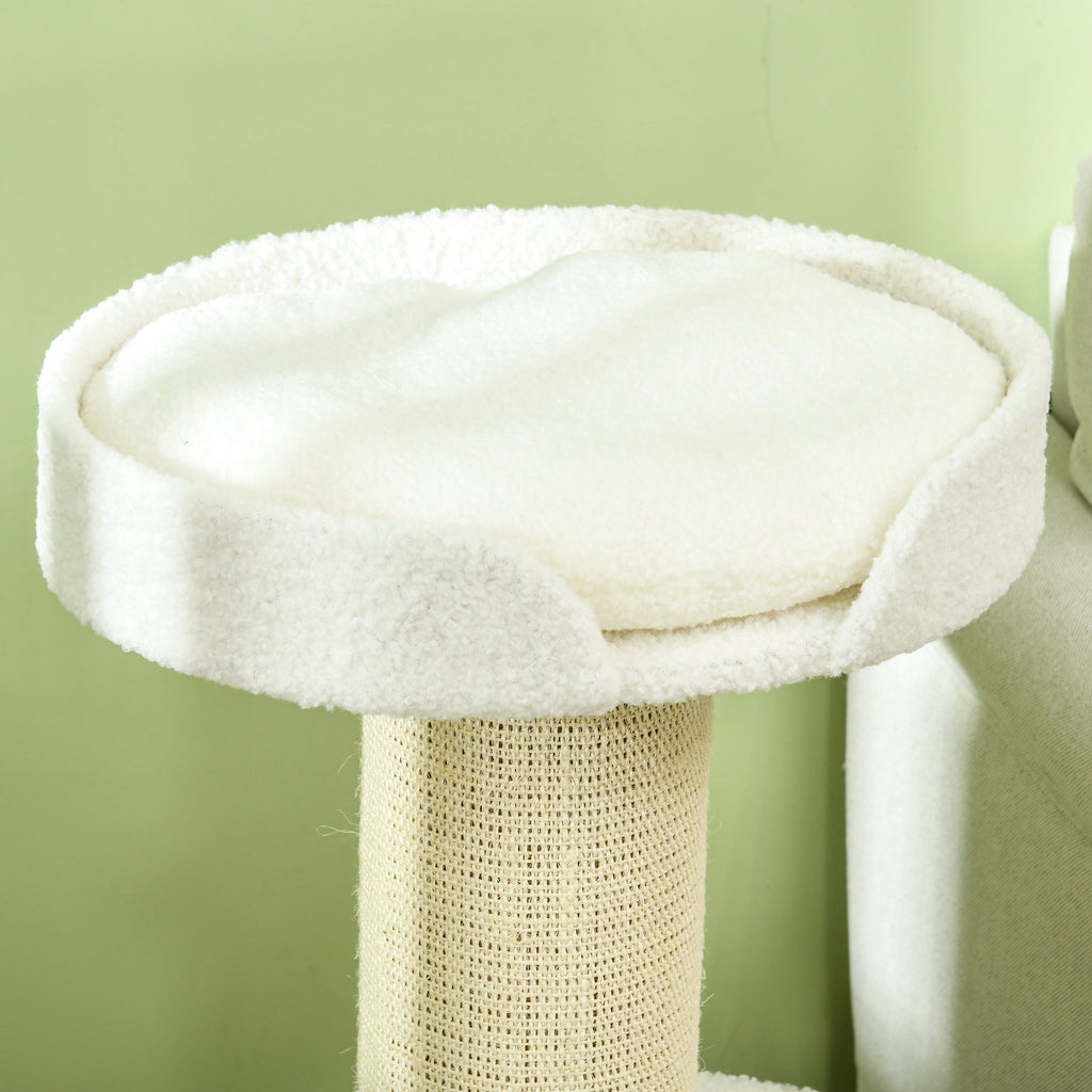 Arbre à chat avec griffoir centre d'activités 2 plateformes coussin crème-8