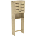 Meuble WC dessus de toilette/machine à laver avec placard à porte double, portes à persiennes, 67x31,5x190cm, chêne-0