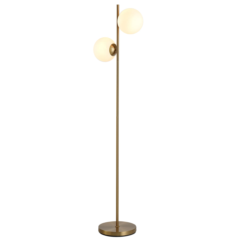 Lampadaire design lampadaire sur pied salon néo-rétro 2 Têtes boules max. 40 W métal doré-0