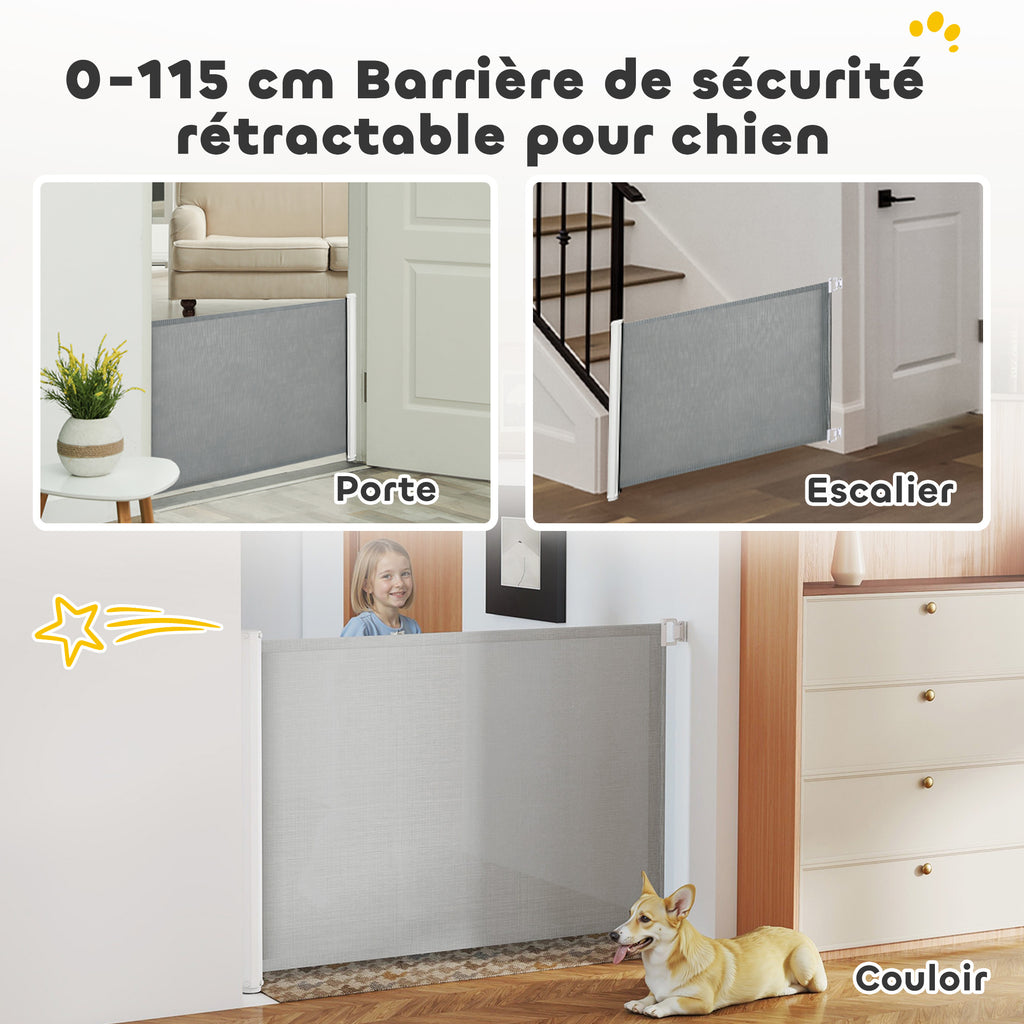 Barrière de sécurité barrière animaux rétractable automatique 1,15L x 0,83H m teslin métal gris-3