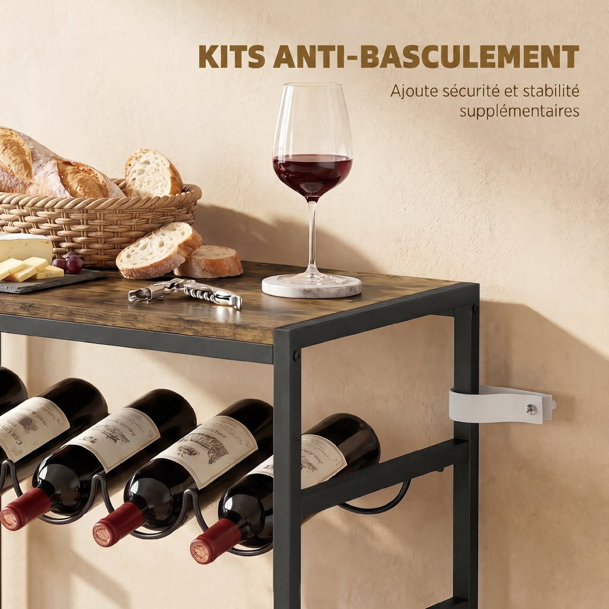 Casier à bouteilles pour 30 bouteilles, étagère à vin avec 6 niveaux, style industriel, 59x30x88,5cm, brun rustique-6