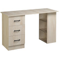 Bureau 120 x 50 cm avec étagères et tiroirs, pour petit espace, bureau à domicile, chambre à coucher, couleur bois-0