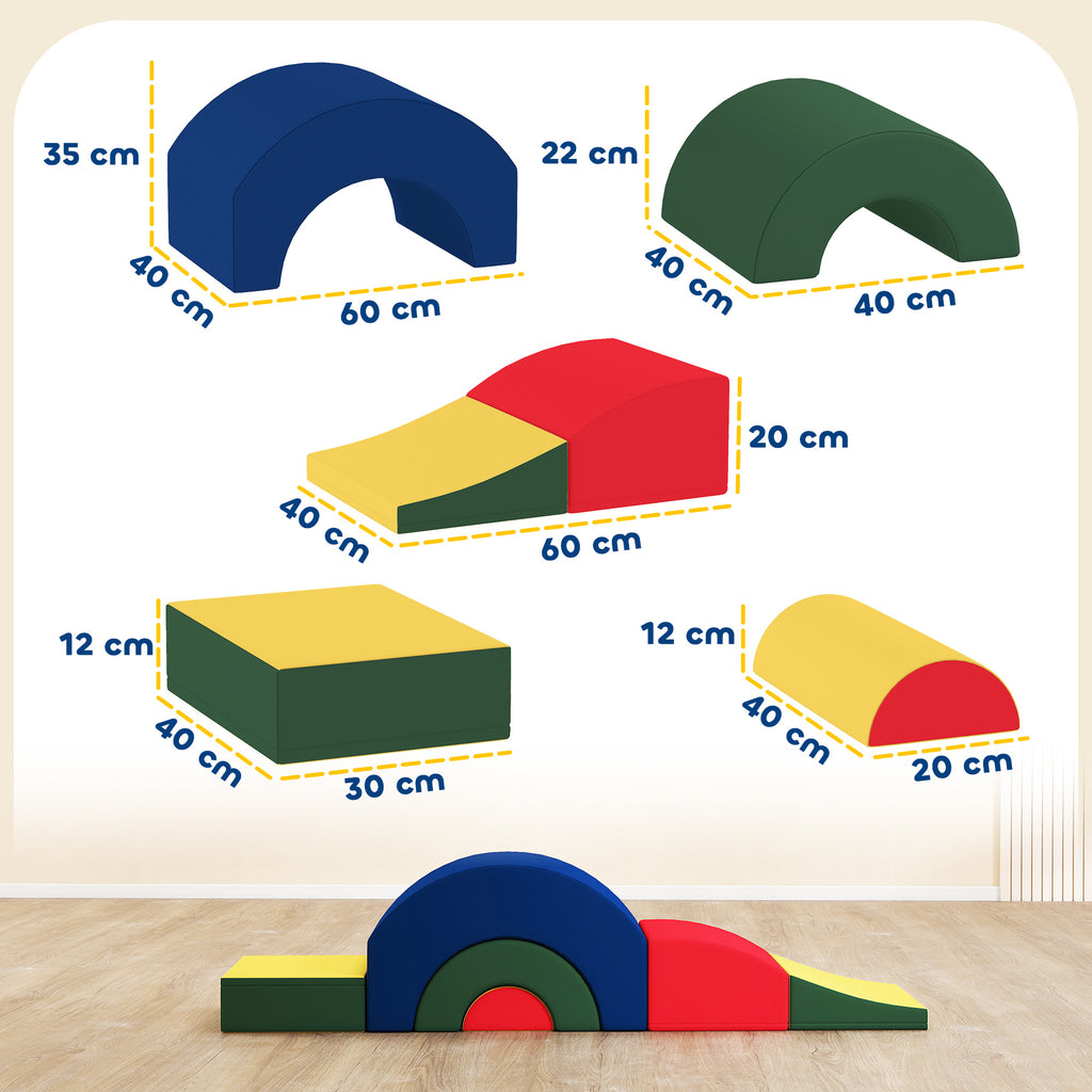 Module motricité bébé 5PCS parcours motricité bébé en mousse EVA pour enfants d'âge préscolaire, multicolore-2