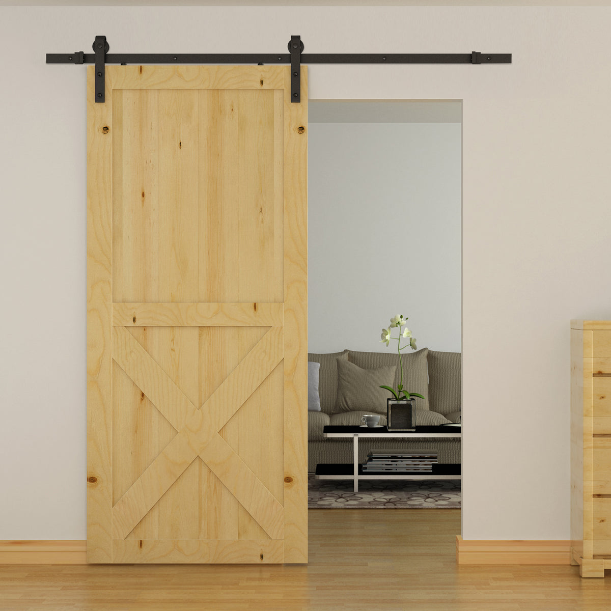 Kit de Porte Coulissante, Système Galandage pour Porte d'une Épaisseur de 35-45 mm et Largeur Max. 1 m, Charge-1