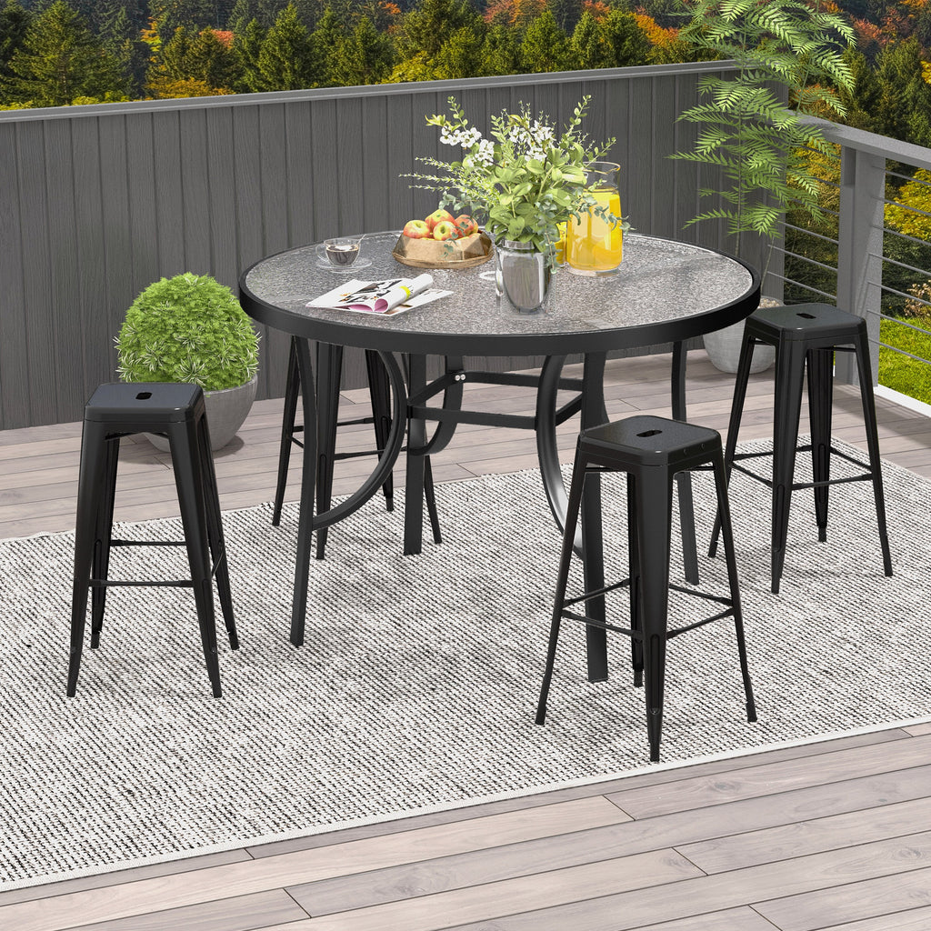 Lot de 4 tabourets de Bar Empilable Chaise de Bar Industriel avec Repose-Pied Hauteur d'Assise 76 cm, cadre en métal, style rétro, pour salle à manger, balcon, bistrot ou bar, Noir-6