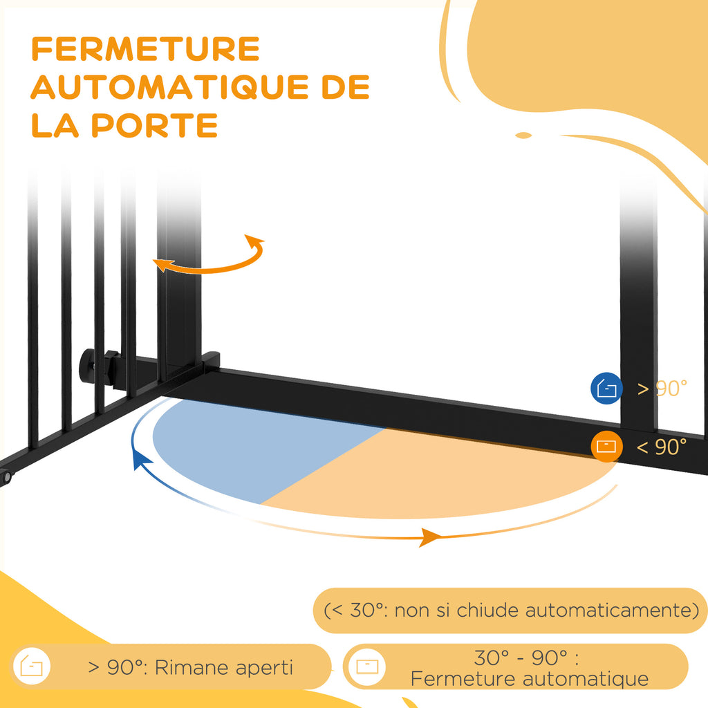 Barrière de sécurité pour chien barrière d'escalier extensible double verrouillage 74-80 x 76 cm noir-5