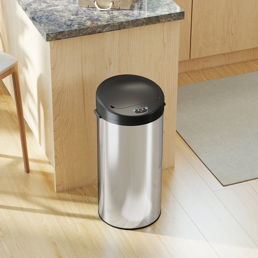 Poubelle de cuisine automatique 30 L en acier inoxydable, couvercle à fermeture en douceur, 32 x 30 x 68 cm, argent-8