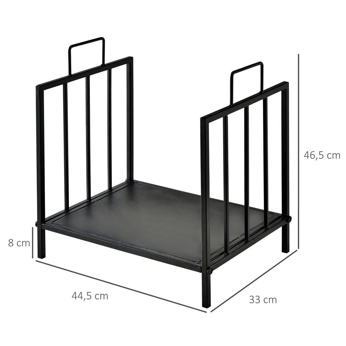 Range bûches Porte-bûches Etagère porte bois de cheminée charge max. 15 Kg dim. 44L x 33l x 46H cm métal époxy noir-2