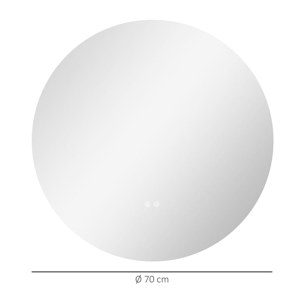 Miroir rond lumineux LED de salle de bain Ø 70 cm mural avec éclairage interrupteur tactile système antibuée  35 W gris-2